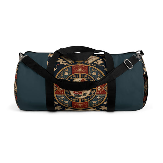 East Asian Oriental Medallion Myrtle Green Duffel Gym Bag