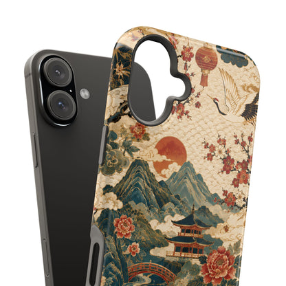 East Asian Vintage Landscape iPhone Case | Magnetic Impact-Resistant Case