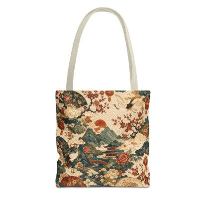 East Asian Vintage Landscape Full Art Tote Bag