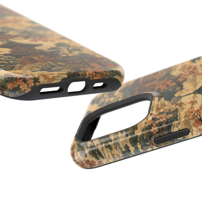 Vintage Japanese Temple Painting Magnetic Impact-Resistant iPhone Cases