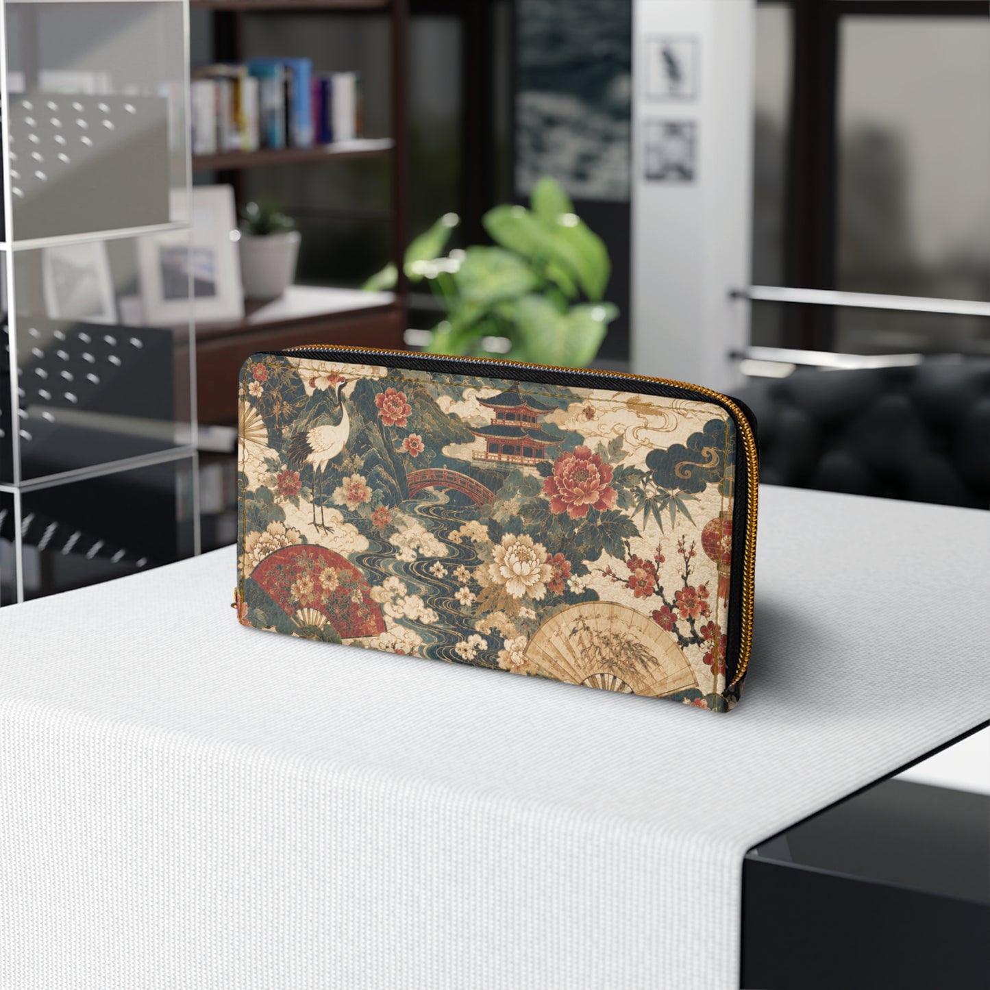 East Asian Vintage Landscape Zipper Wallet