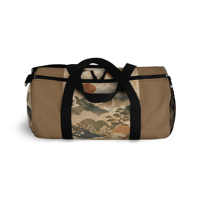 Vintage Japanese Earth Brown Animal Landscape Duffel Gym Bag