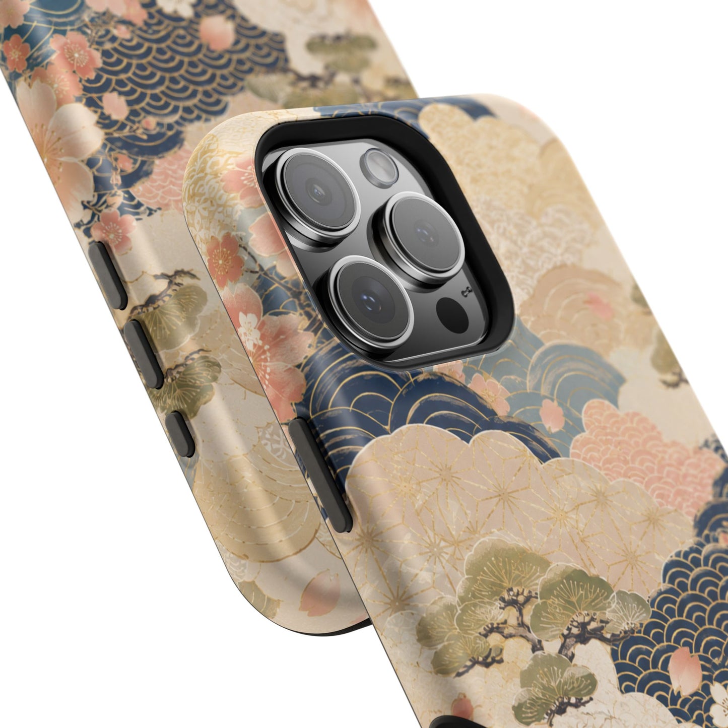 Vintage Japanese Floral Wave Magnetic Impact-Resistant iPhone Cases