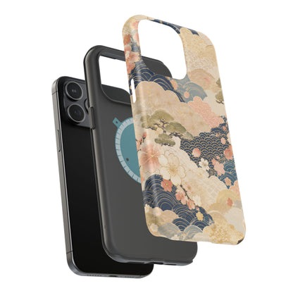 Vintage Japanese Floral Wave Magnetic Impact-Resistant iPhone Cases