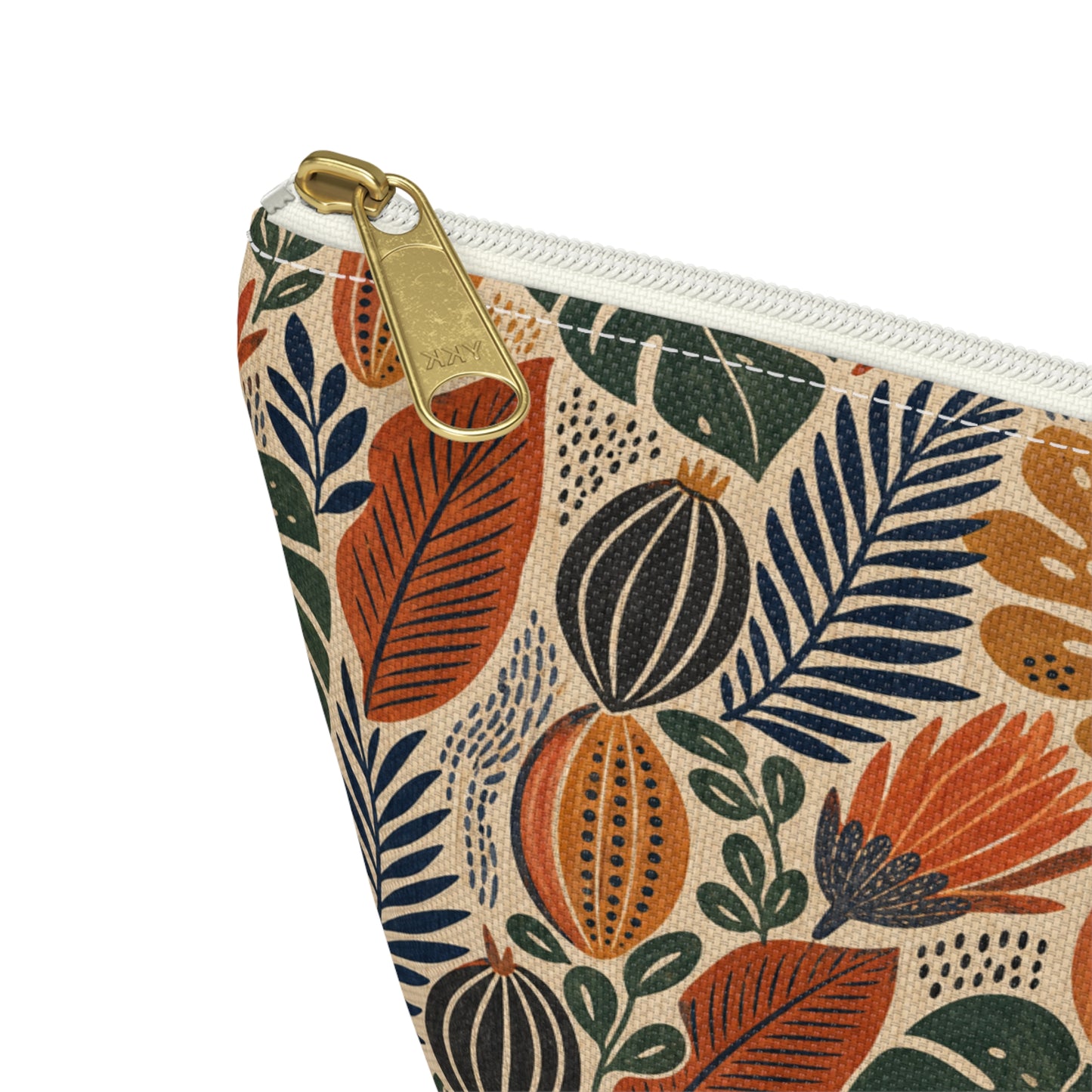 African Tribal Botanical Cacti Leaf Accessory Pouch Makeup Bag