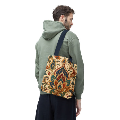Indian Vintage Paisley Floral Full Art Tote Bag