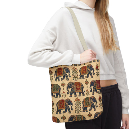 Indian Vintage Traditional Elephant Tapestry Full Art Tote Bag