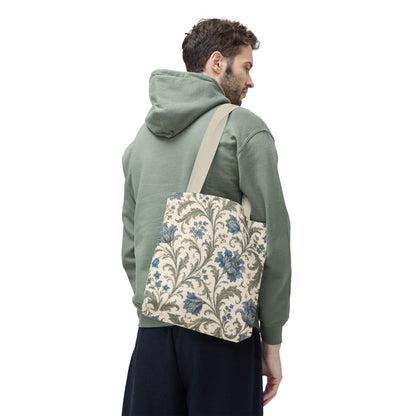 William Morris Blue Floral Vine Full Art Tote Bag