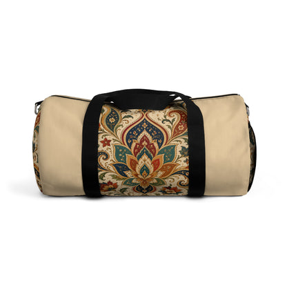 Indian Vintage Floral Paisley Beige Duffel Gym Bag
