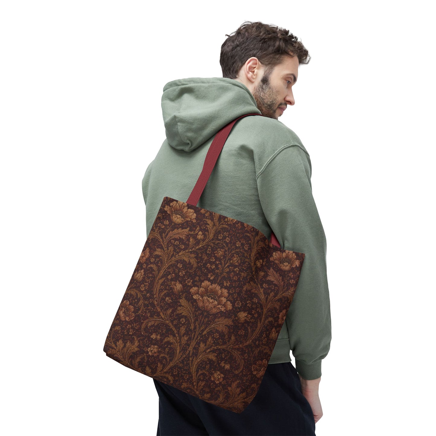 William Morris Floral Damask Maroon Full Art Tote Bag