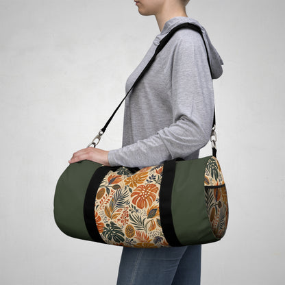 African Tribal Botanical Palm Military Green Gym Duffel Bag