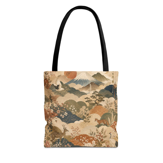 Vintage Japanese Animal Landscape Painting Full Art Tote Bag