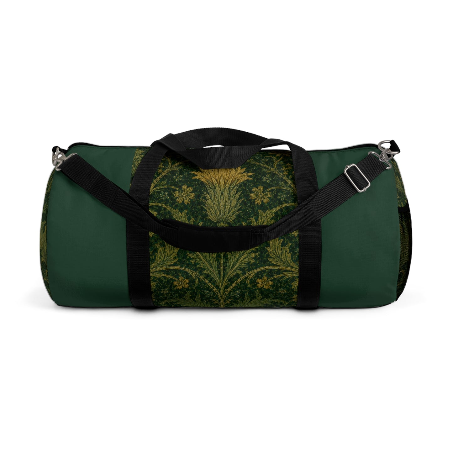 William Morris Forest Green Damask Floral Gym Duffel Bag