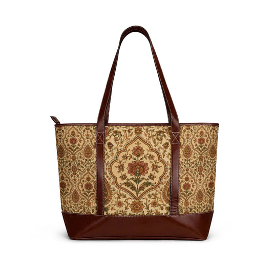 Moroccan Rose Traditional Leather Trim Handbag