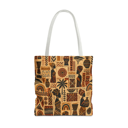 African Tribal Ethnic Silhouette Pattern Full Art Tote Bag