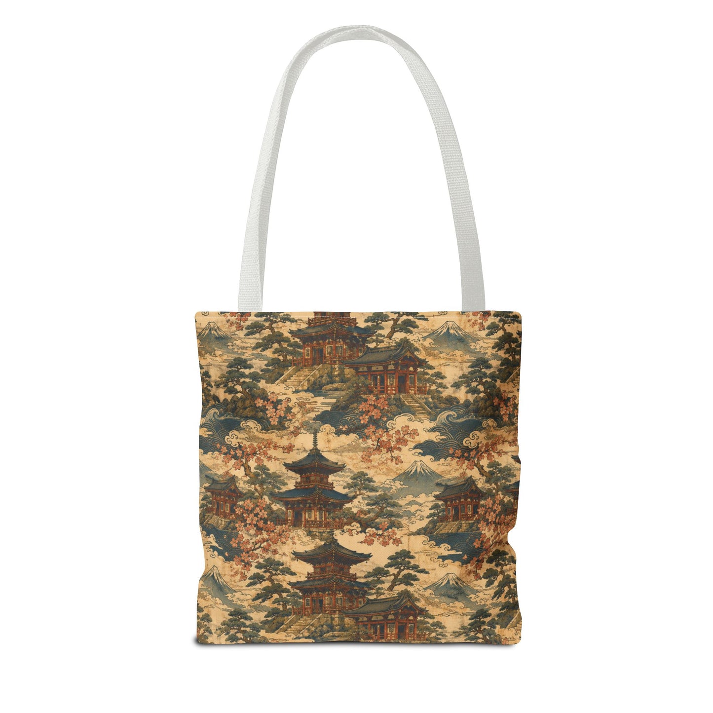 Vintage Japanese Temple Painting Full Art Tote Bag