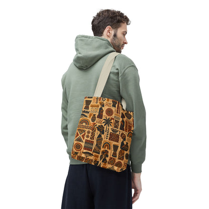 African Tribal Ethnic Silhouette Pattern Full Art Tote Bag