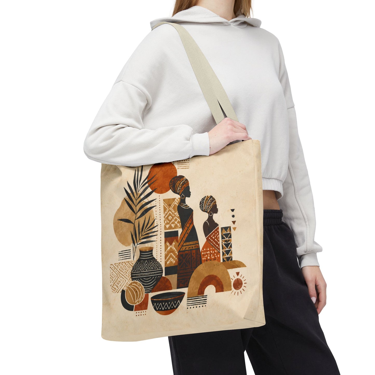 African Silhouette Pattern Full Art Tote Bag