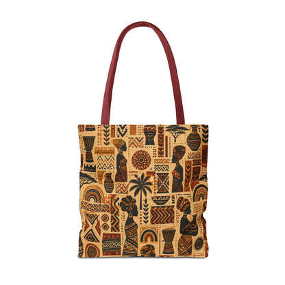 African Tribal Ethnic Silhouette Pattern Full Art Tote Bag