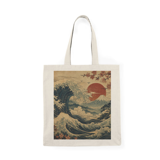 100% Natural Cotton Vintage Japanese Wave Tote Bag