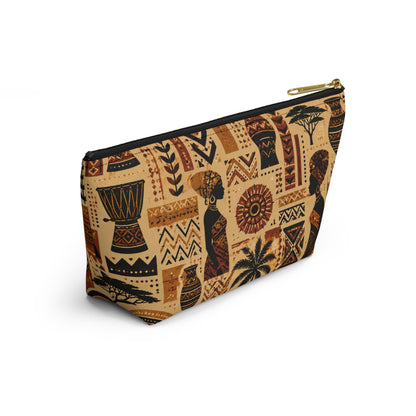 African Tribal Ethnic Silhouette Pattern Accessory Pouch Makeup Bag