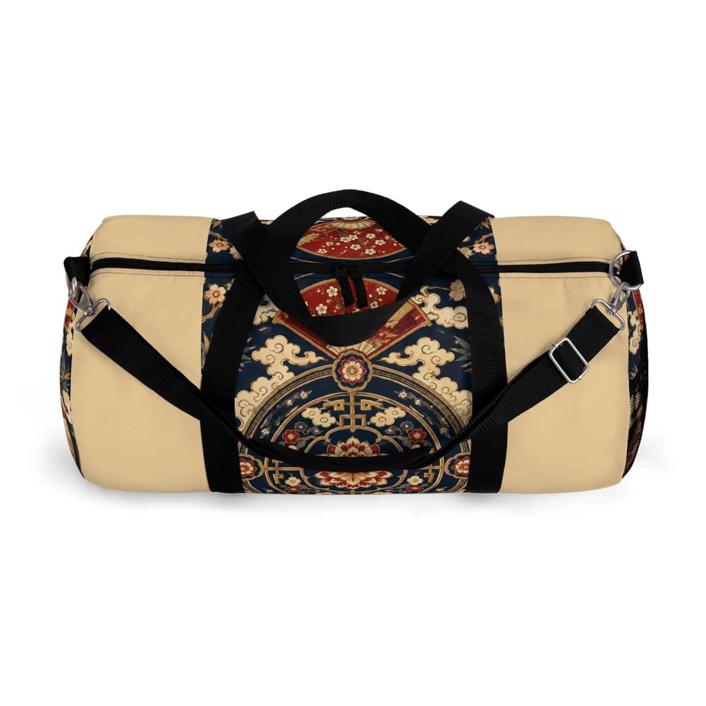 East Asian Mandala Beige Duffel Gym Bag