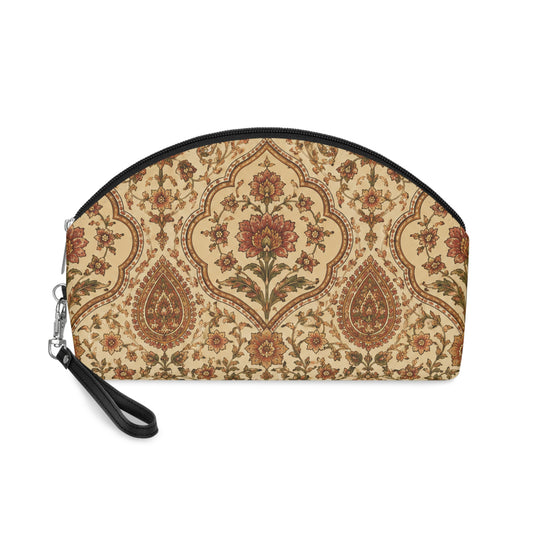 Moroccan Rose Traditional Round PU Leather Makeup Bag