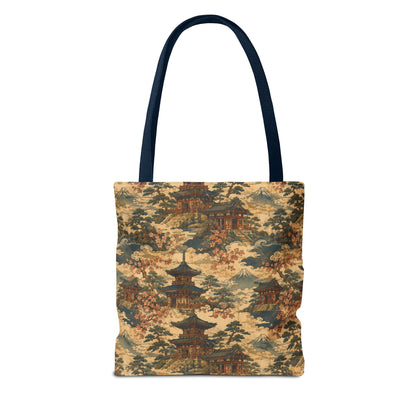 Vintage Japanese Temple Painting Full Art Tote Bag