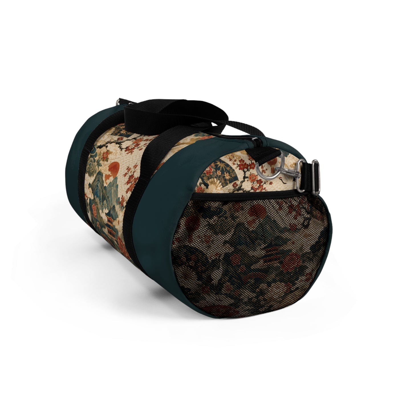 East Asian Vintage Landscape Navy Blue Duffel Gym Bag