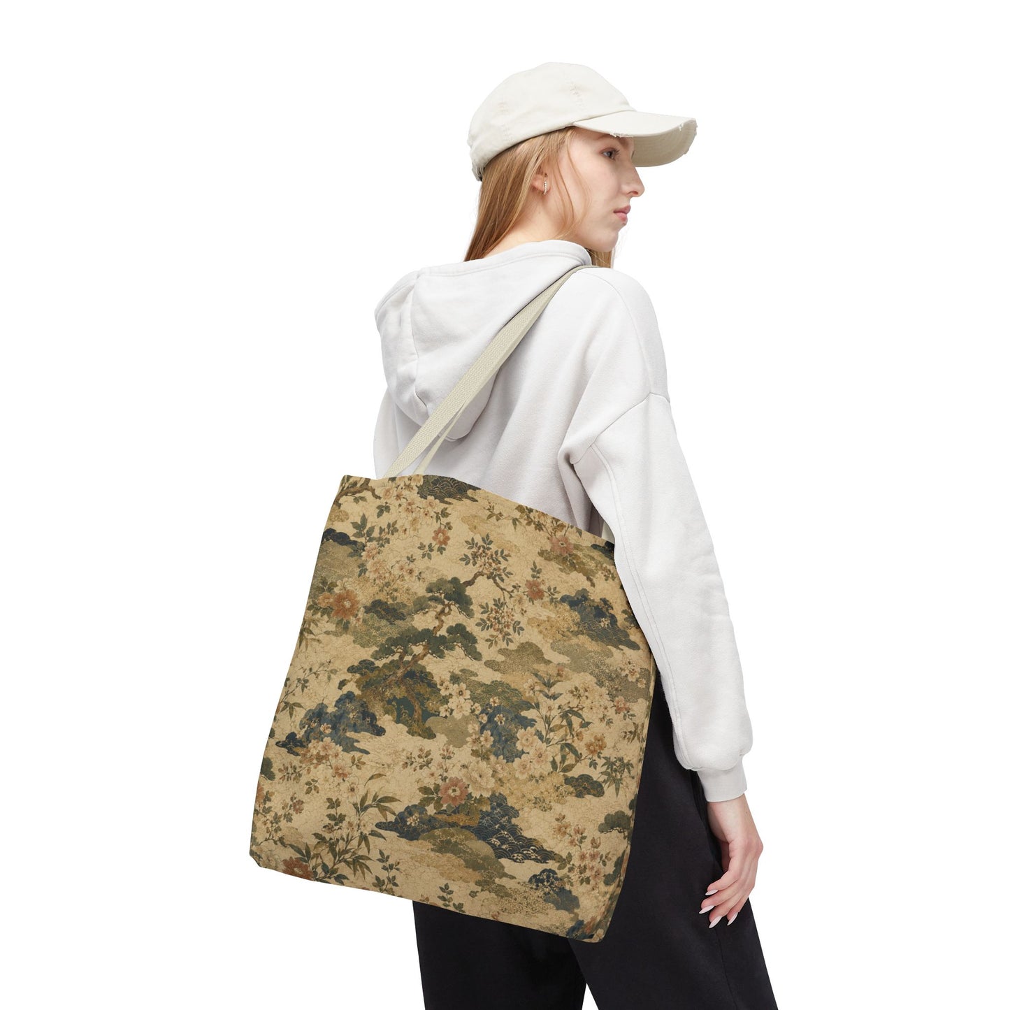 Vintage Japanese Floral Painting Full Art Tote Bag