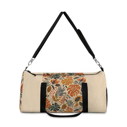 African Tribal Botanical Palm Cream Beige Gym Duffel Bag