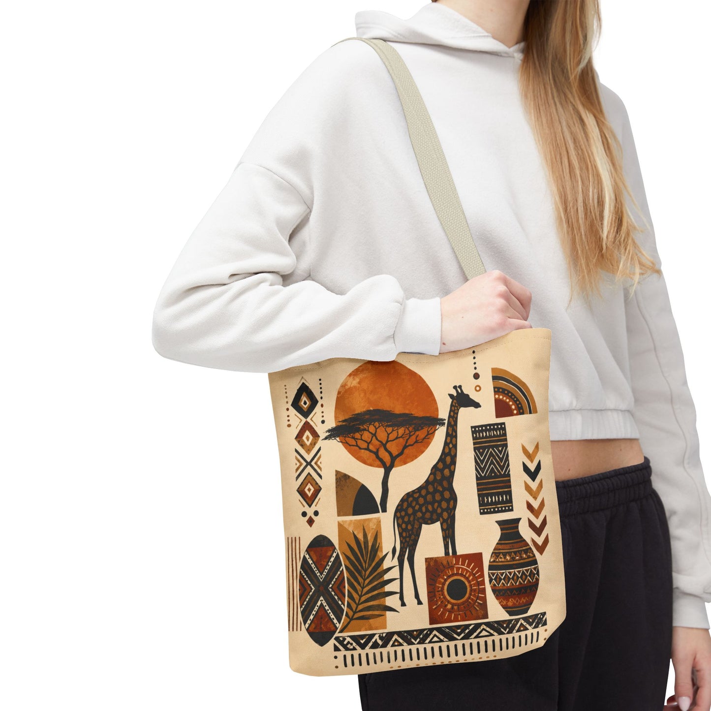 African Safari Giraffe Full Art Tote Bag