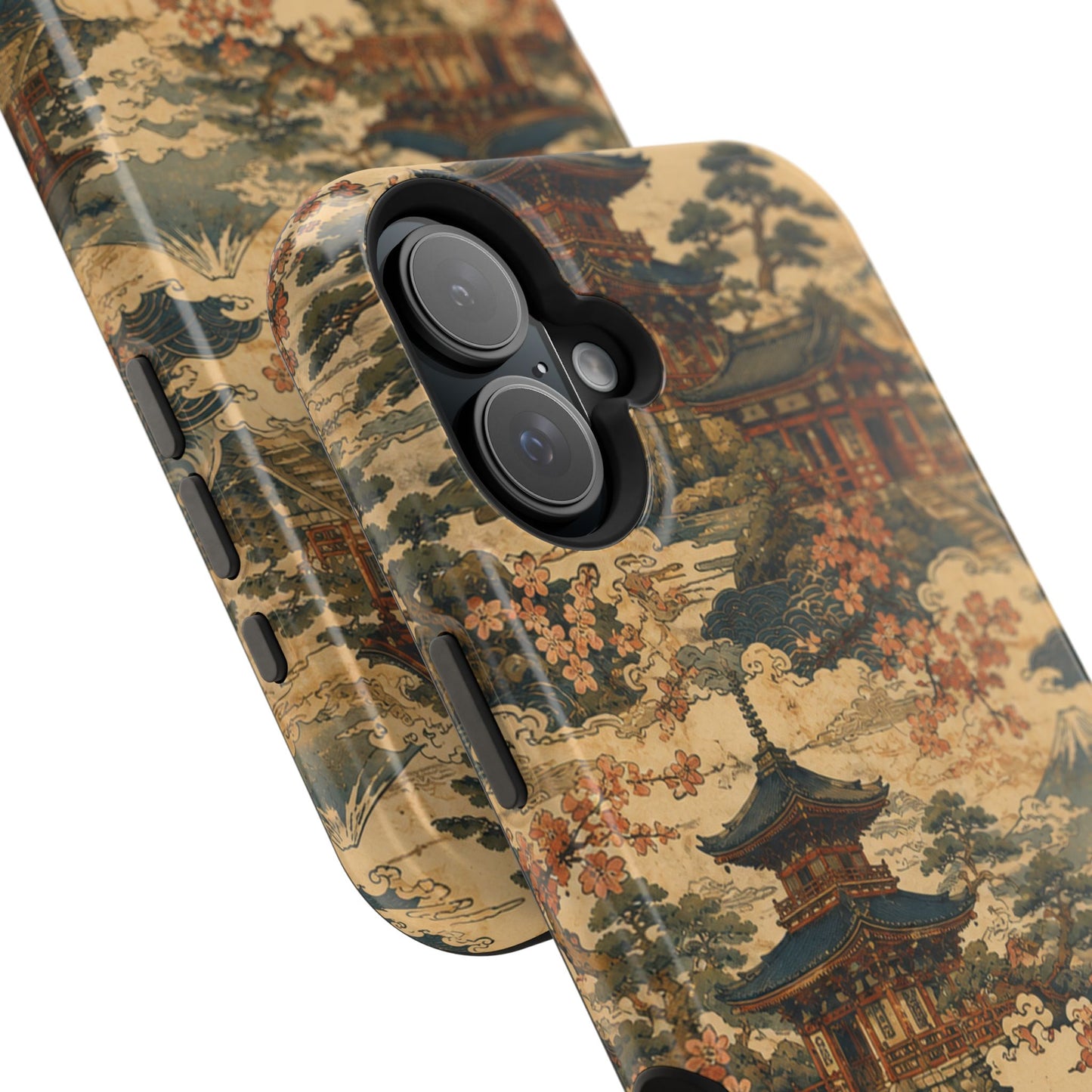 Vintage Japanese Temple Painting Magnetic Impact-Resistant iPhone Cases