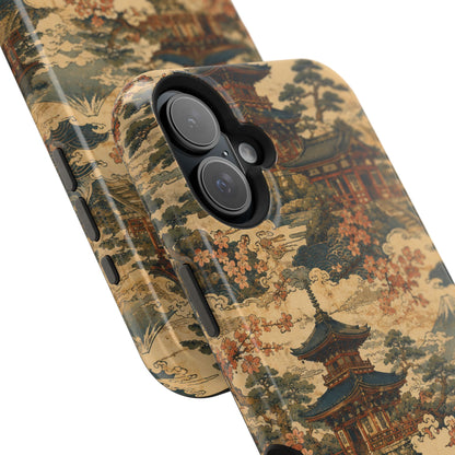 Vintage Japanese Temple Painting Magnetic Impact-Resistant iPhone Cases