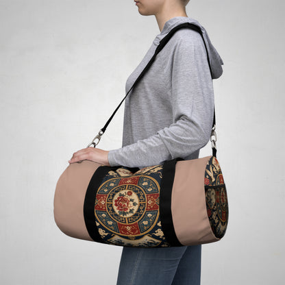 East Asian Oriental Medallion Baby Pink Duffel Gym Bag