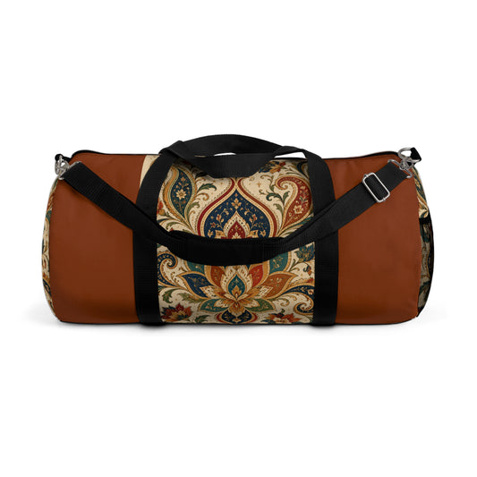 Indian Vintage Terracotta Floral Duffel Gym Bag