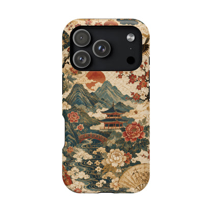 East Asian Vintage Landscape iPhone Case | Magnetic Impact-Resistant Case