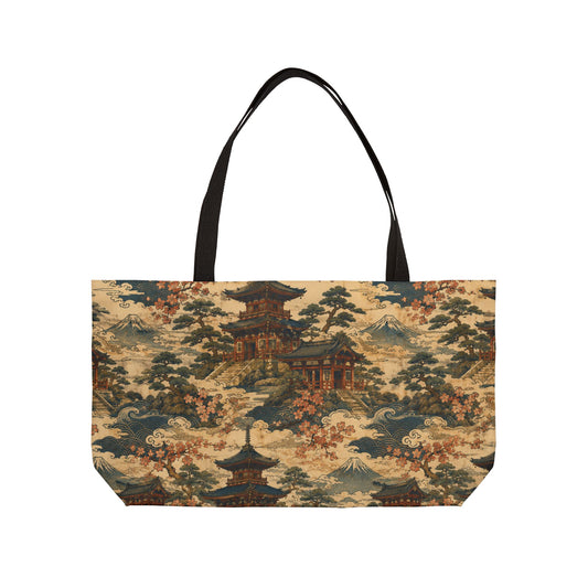 Vintage Japanese Temple Weekender Tote Bag