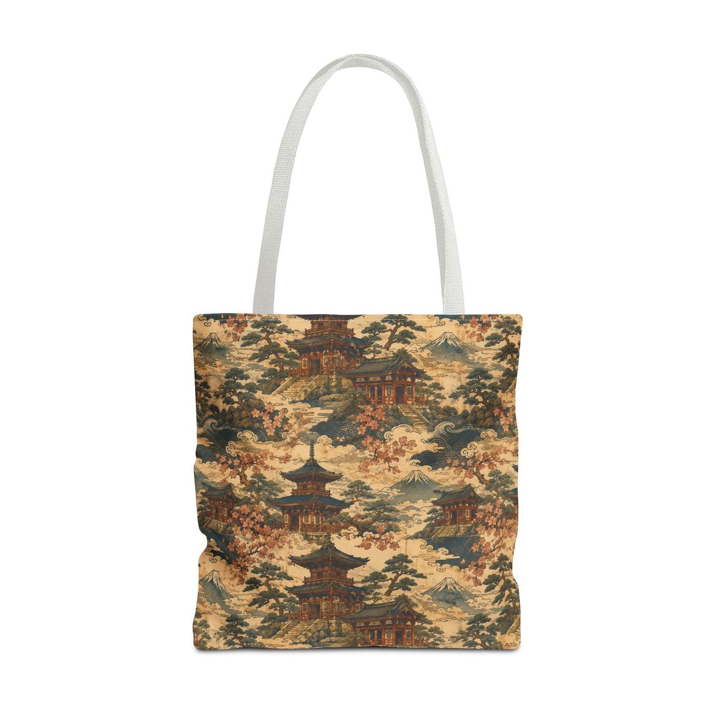 Vintage Japanese Temple Painting Full Art Tote Bag