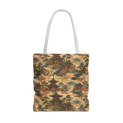 Vintage Japanese Temple Painting Full Art Tote Bag