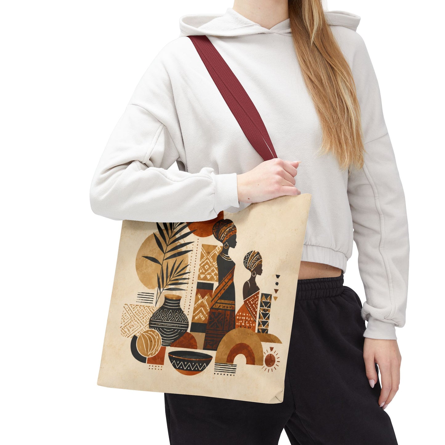 African Silhouette Pattern Full Art Tote Bag