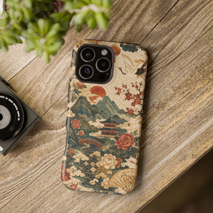 East Asian Vintage Landscape iPhone Case | Magnetic Impact-Resistant Case