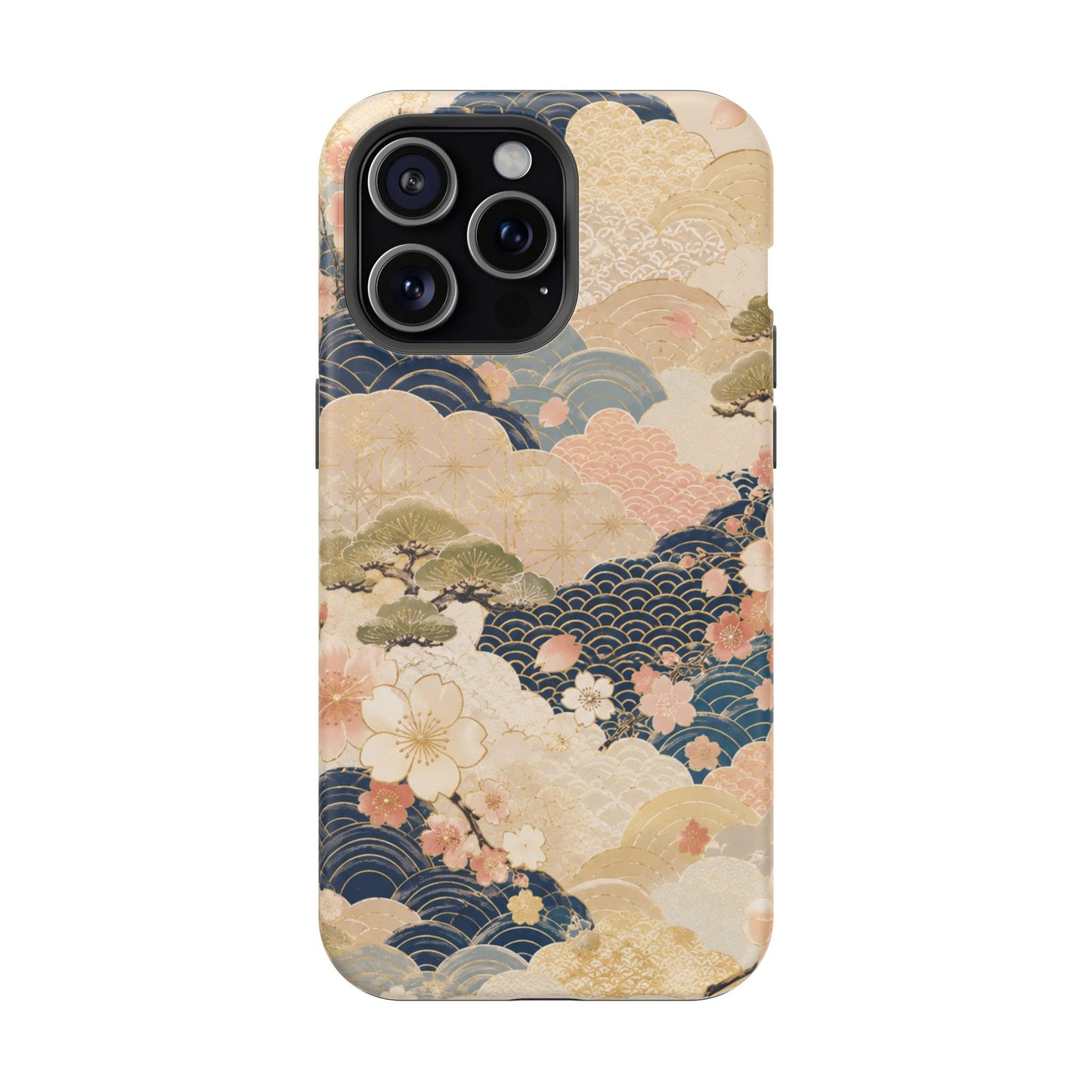 Vintage Japanese Floral Wave Magnetic Impact-Resistant iPhone Cases