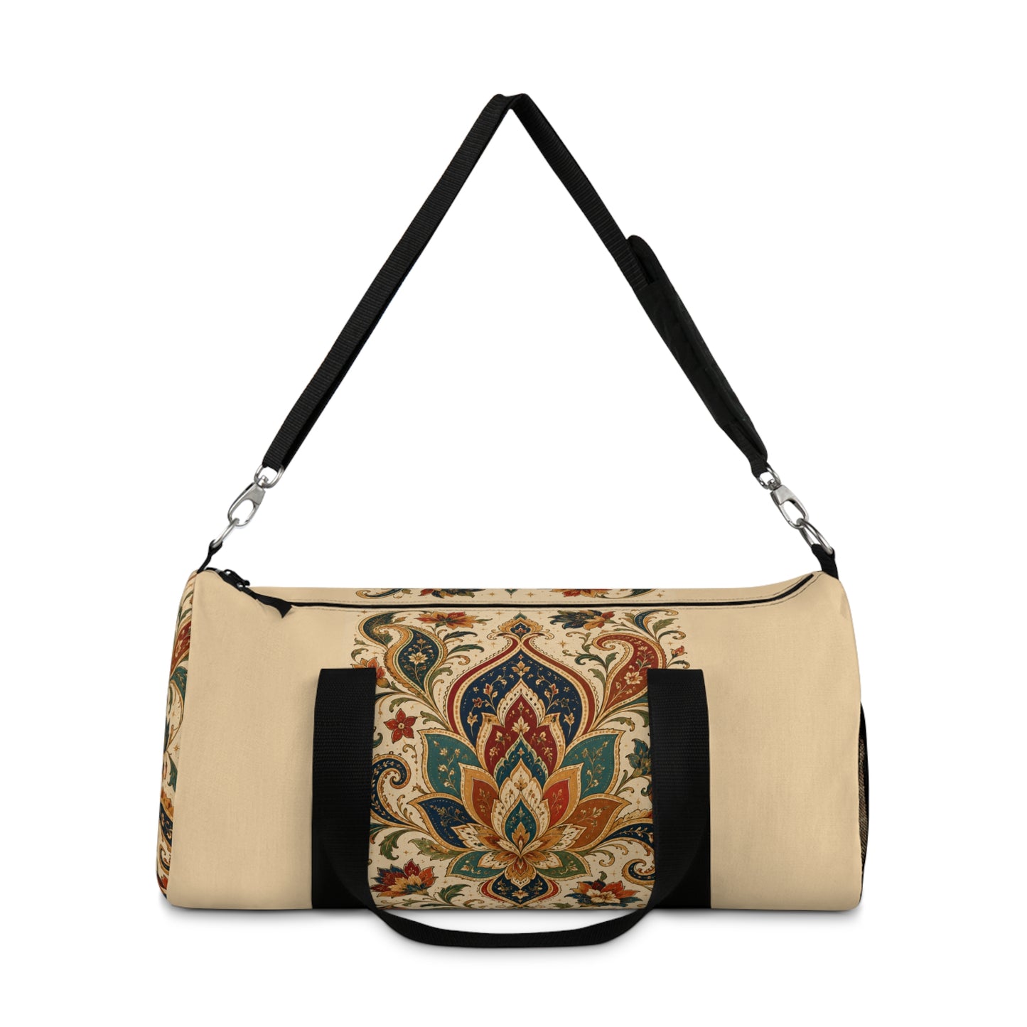 Indian Vintage Floral Paisley Beige Duffel Gym Bag