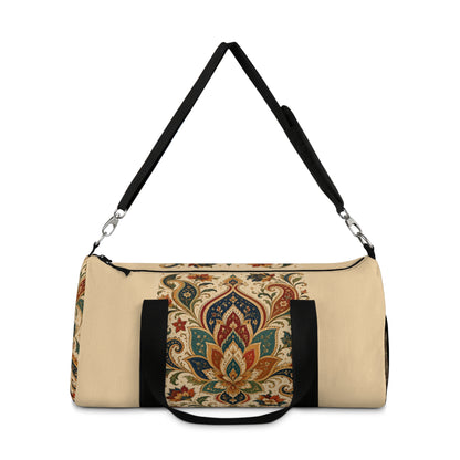 Indian Vintage Floral Paisley Beige Duffel Gym Bag