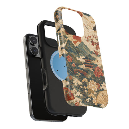 East Asian Vintage Landscape iPhone Case | Magnetic Impact-Resistant Case