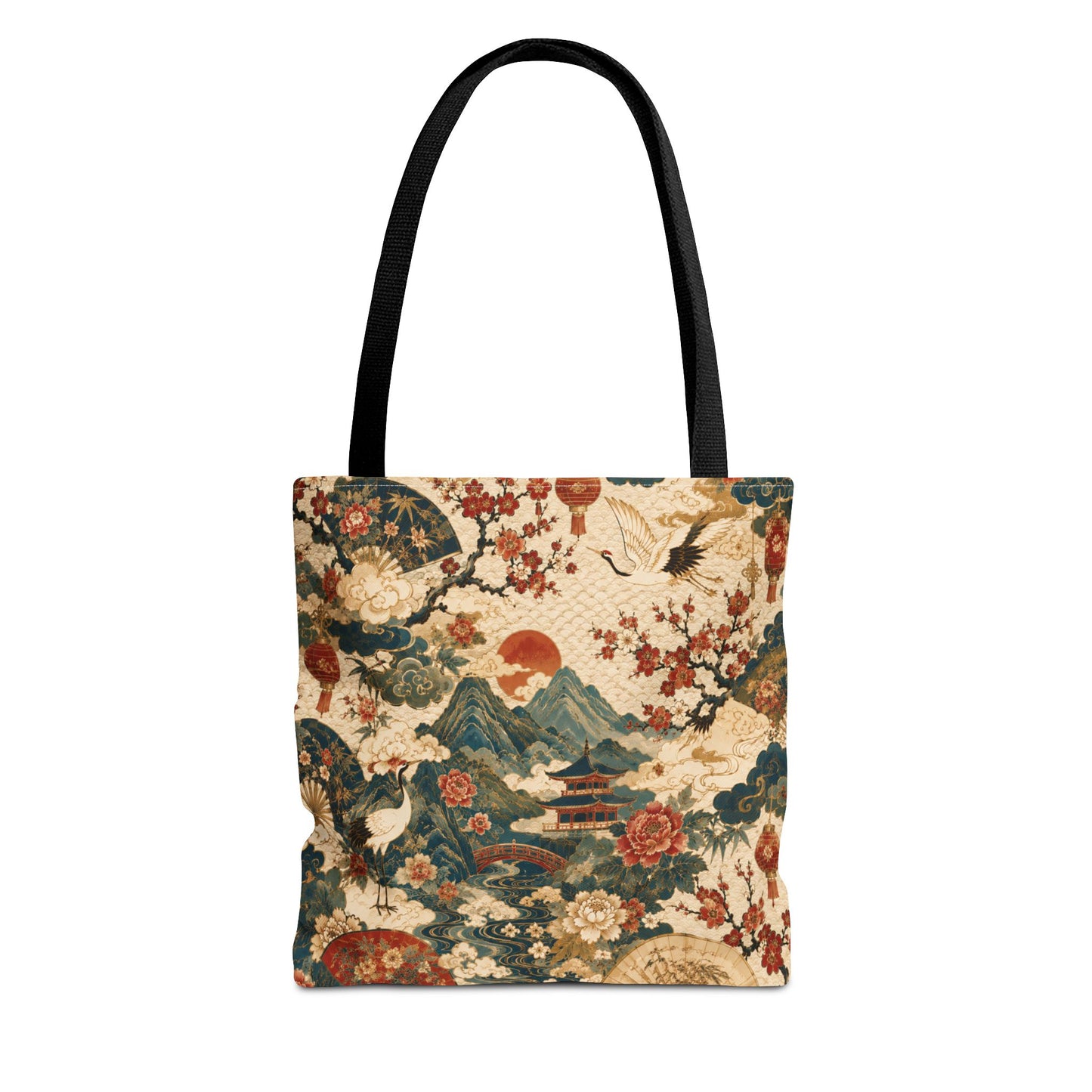 East Asian Vintage Landscape Full Art Tote Bag