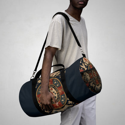East Asian Oriental Medallion Navy Blue Duffel Gym Bag