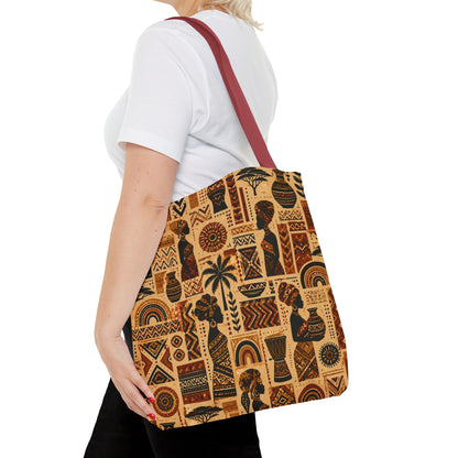 African Tribal Ethnic Silhouette Pattern Full Art Tote Bag