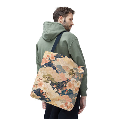 Vintage Japanese Waves & Clouds Painting Full Art Tote Bag